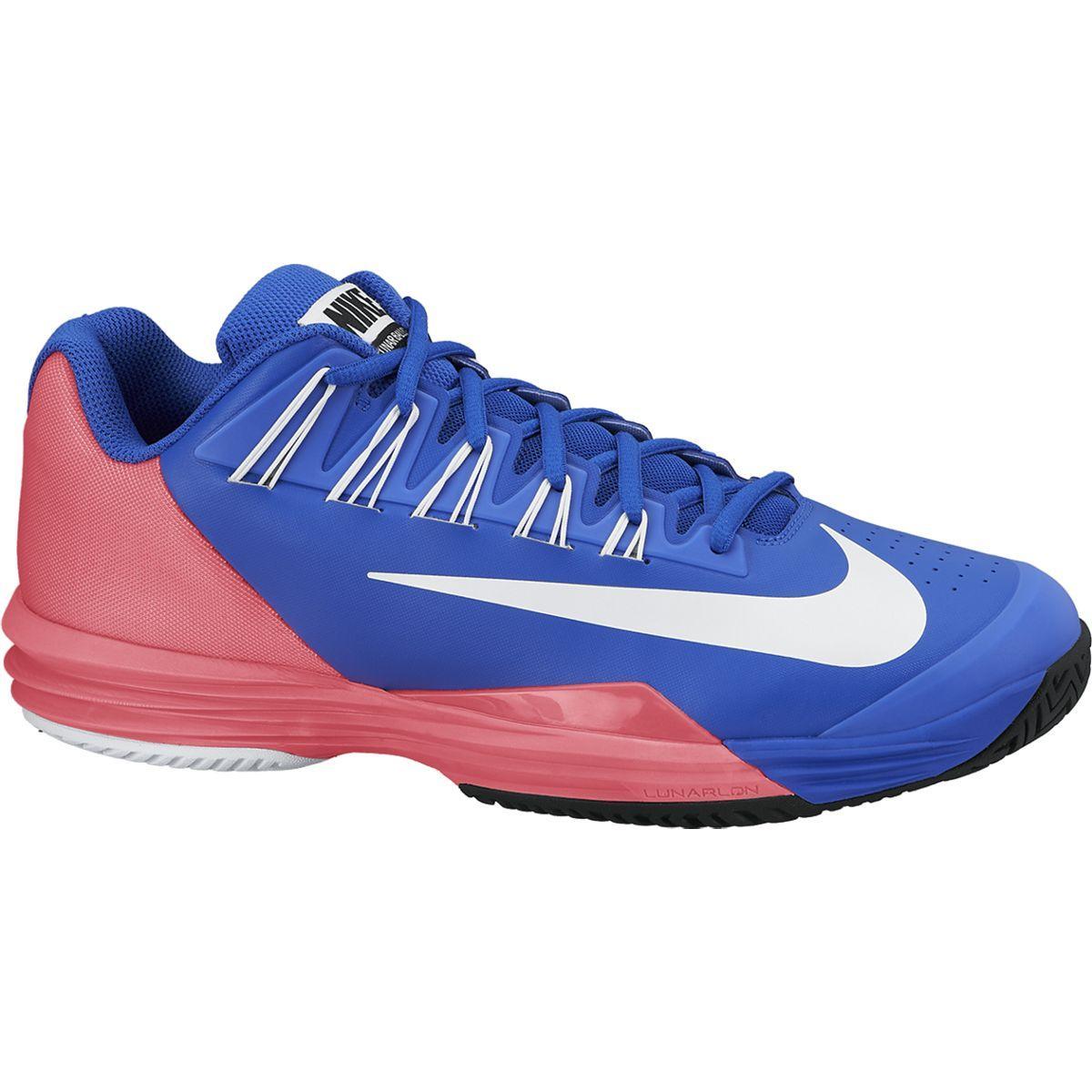 Mayo solitario blusa Nike Mens Lunar Ballistec Tennis Shoes - Blue/Pink - Tennisnuts.com