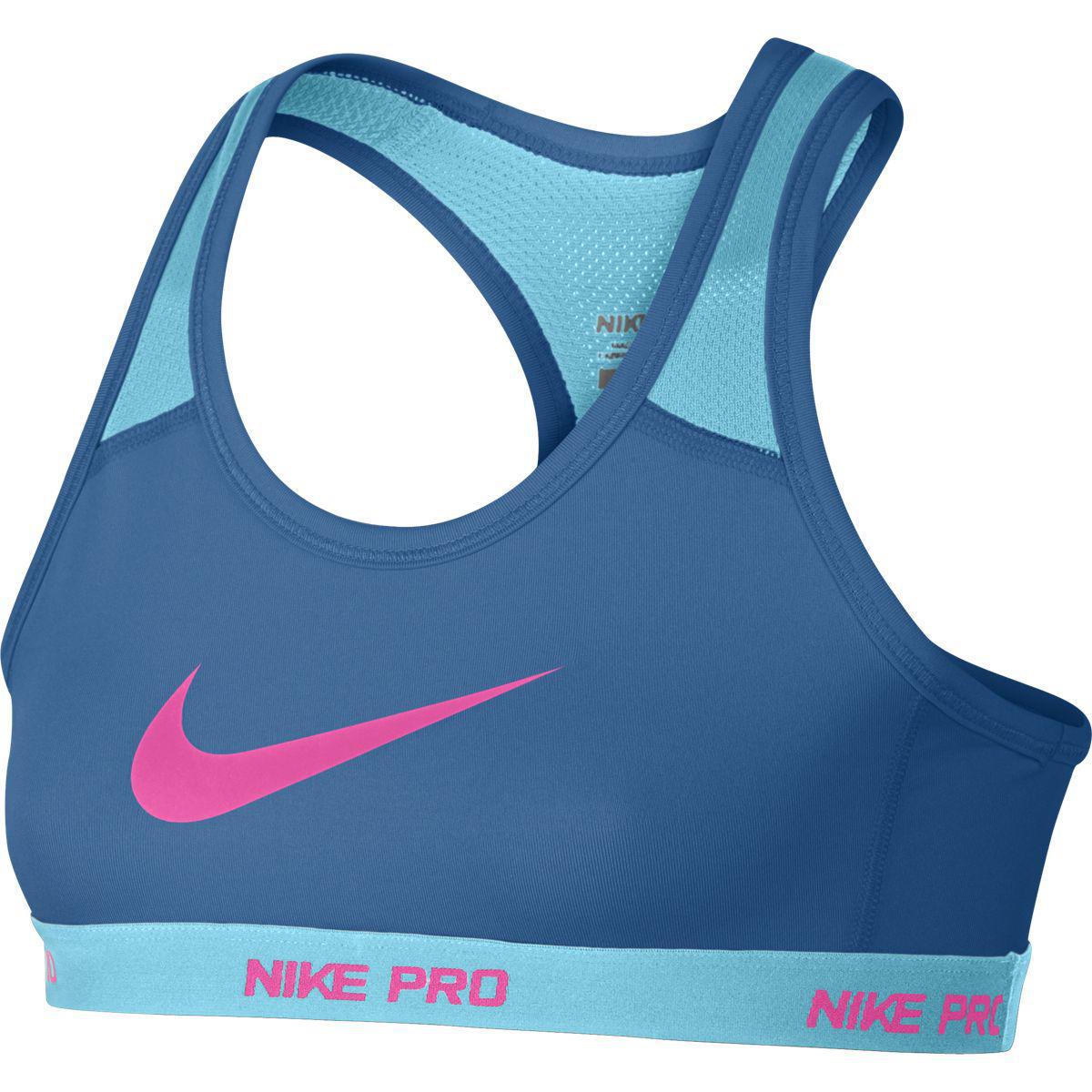 Nike Girls Pro Hypercool Fitted Bra - Dark Blue/Clearwater - Tennisnuts.com