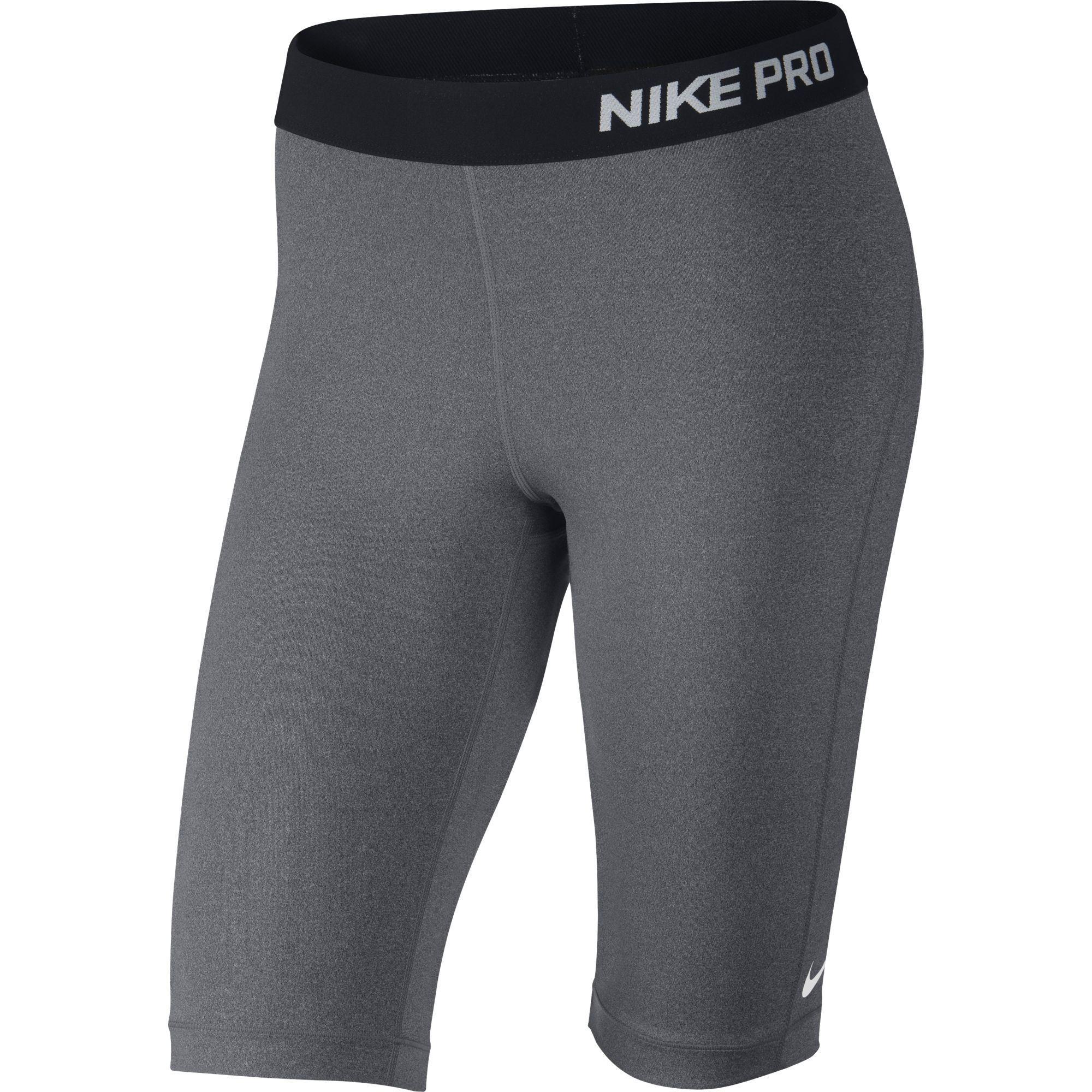 Nike Pro 11 Inch Womens Base Layer Shorts - Carbon Heather Grey ...