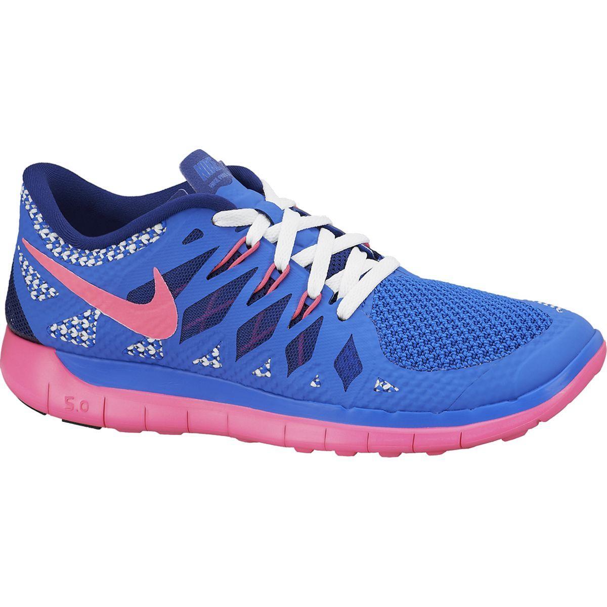 Nike Girls Free 5.0+ Running Shoes - Hyper Cobalt/Pink - Tennisnuts.com