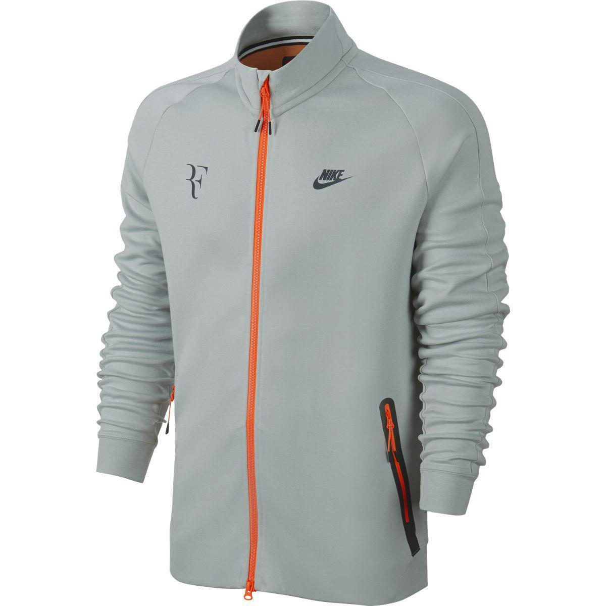 Nike Mens Premier RF Jacket - Grey Mist/Total Orange - Tennisnuts.com