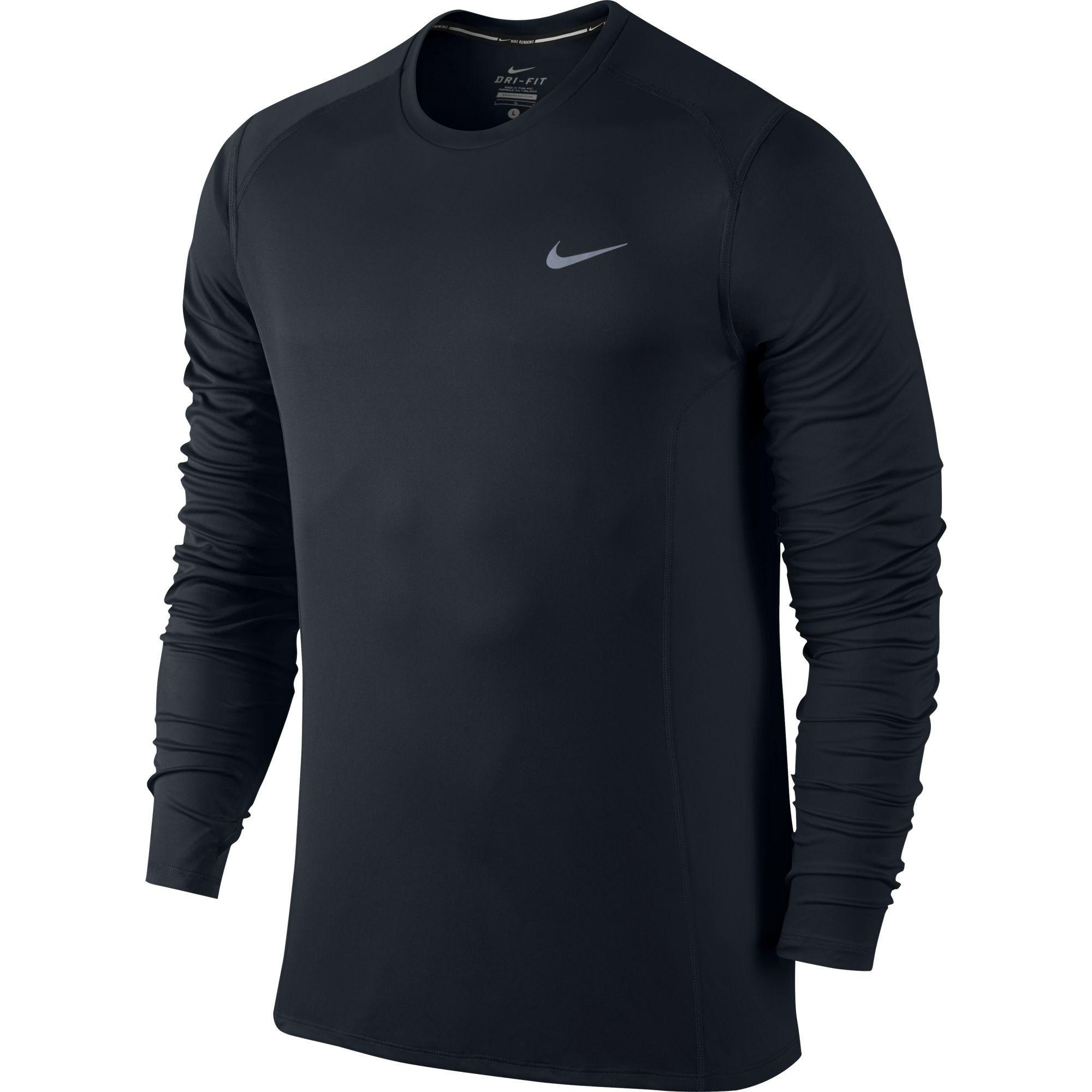 Nike Mens Dri-FIT Miler Long Sleeve Top - Black - Tennisnuts.com
