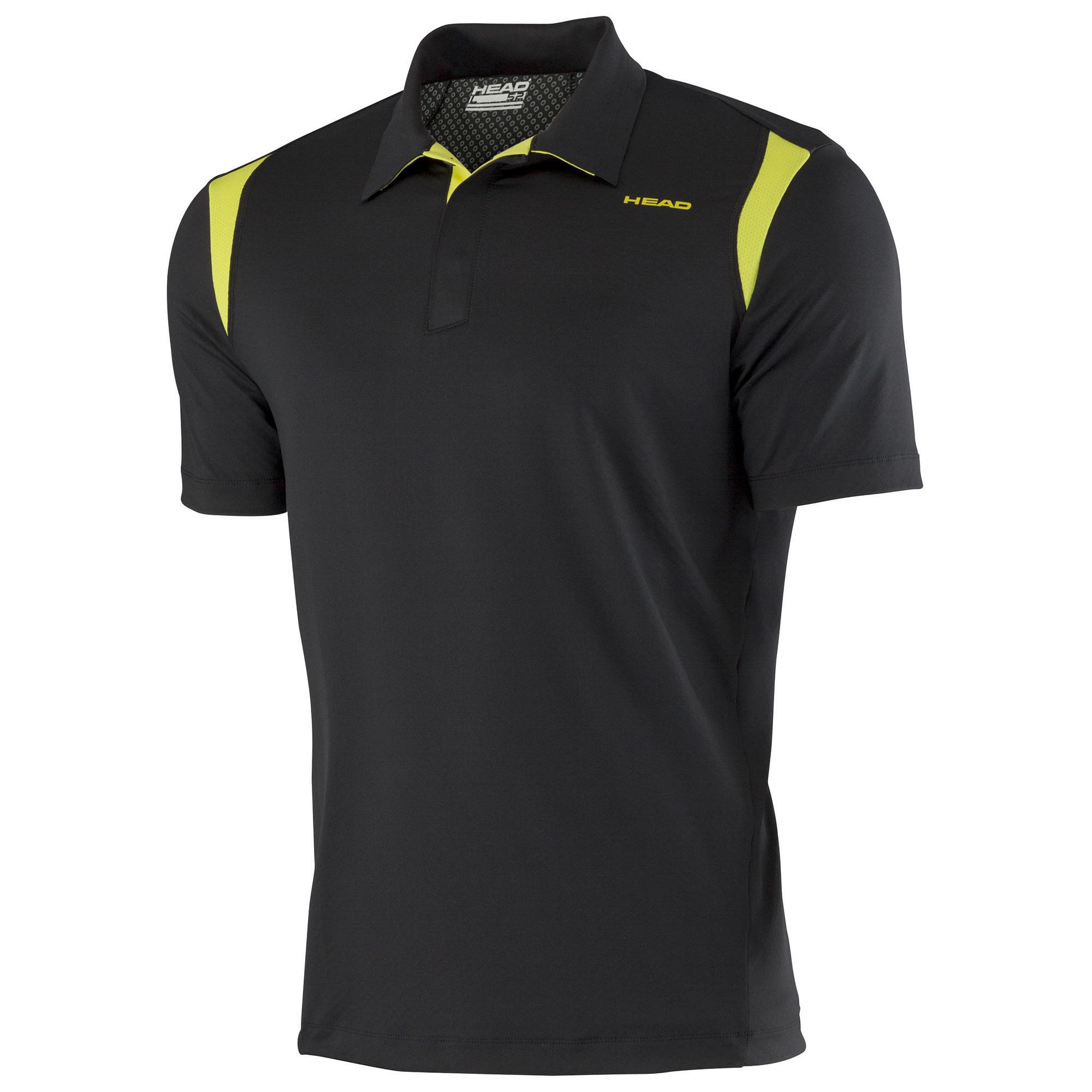 Head Mens Performance Cool Polo Shirt - Black/Lime - Tennisnuts.com