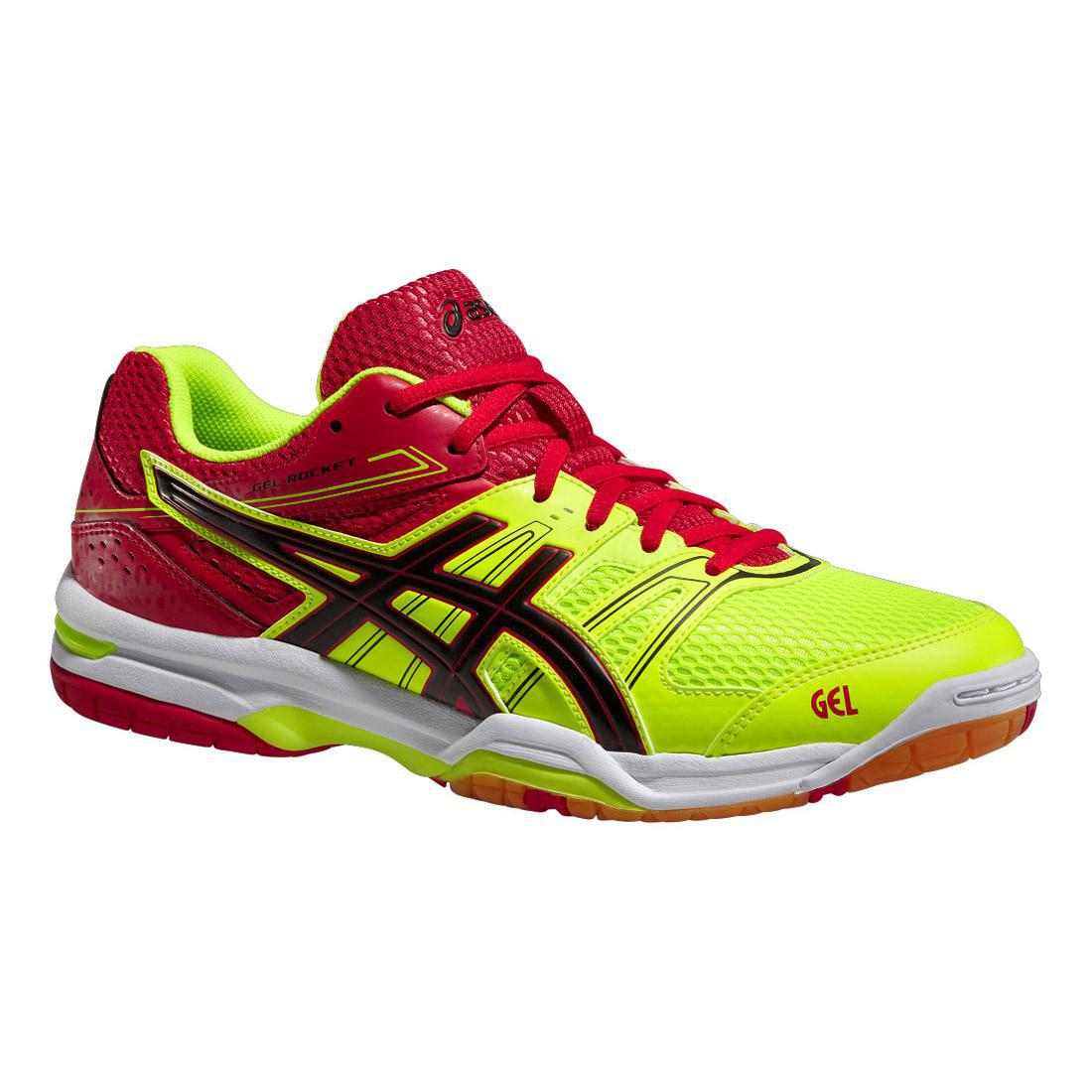 Mens GEL Rocket Court Shoes - Yellow/Red - Tennisnuts.com