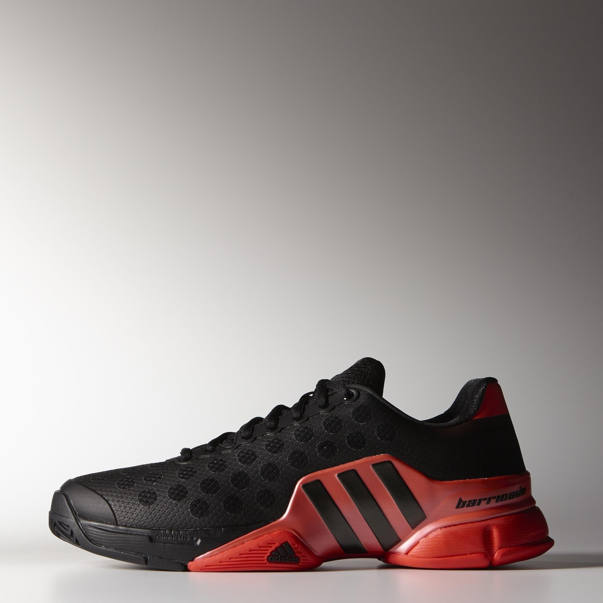 black red tennis shoes