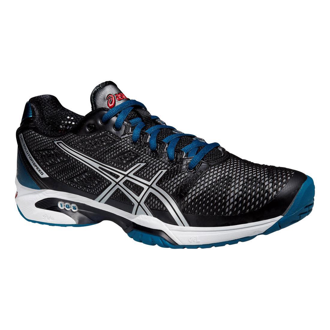 Asics Mens GEL-Solution Speed 2 Tennis Shoes - Onyx/Blue - www.ermes-unice.fr