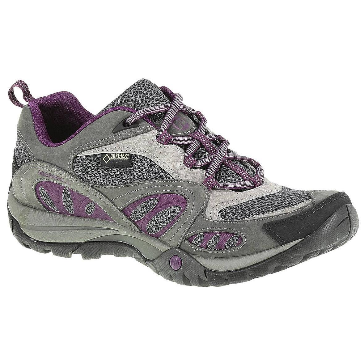 Merrell Womens Azura GTX Hiking Shoes - Grey/Purple - Tennisnuts.com