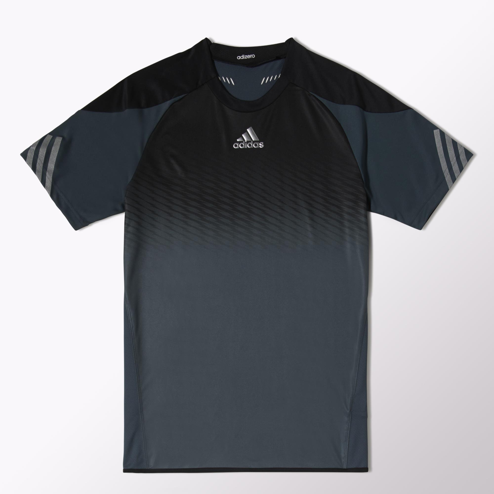 Adidas Mens Adizero Tee - Dark Onix/Black/White - Tennisnuts.com