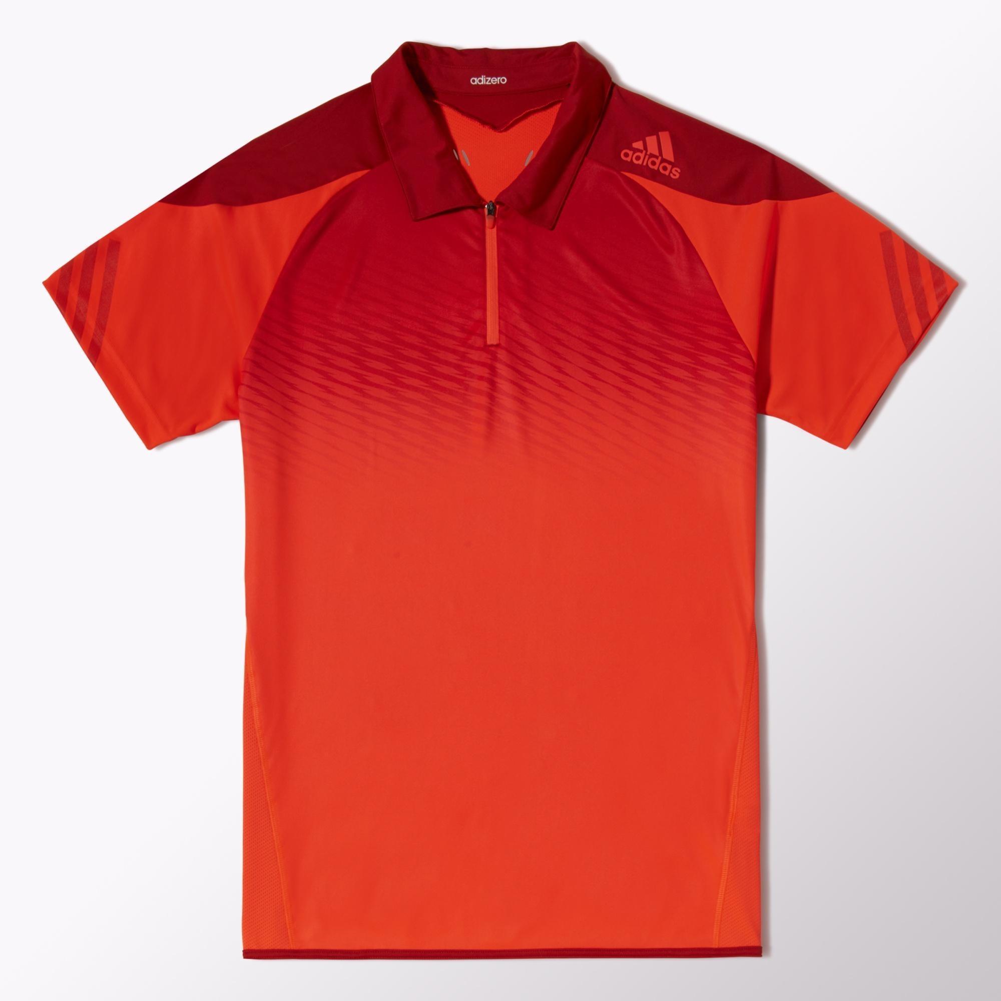  Adidas  Mens Adizero Polo  Shirt  Solar Red  Bold Orange 