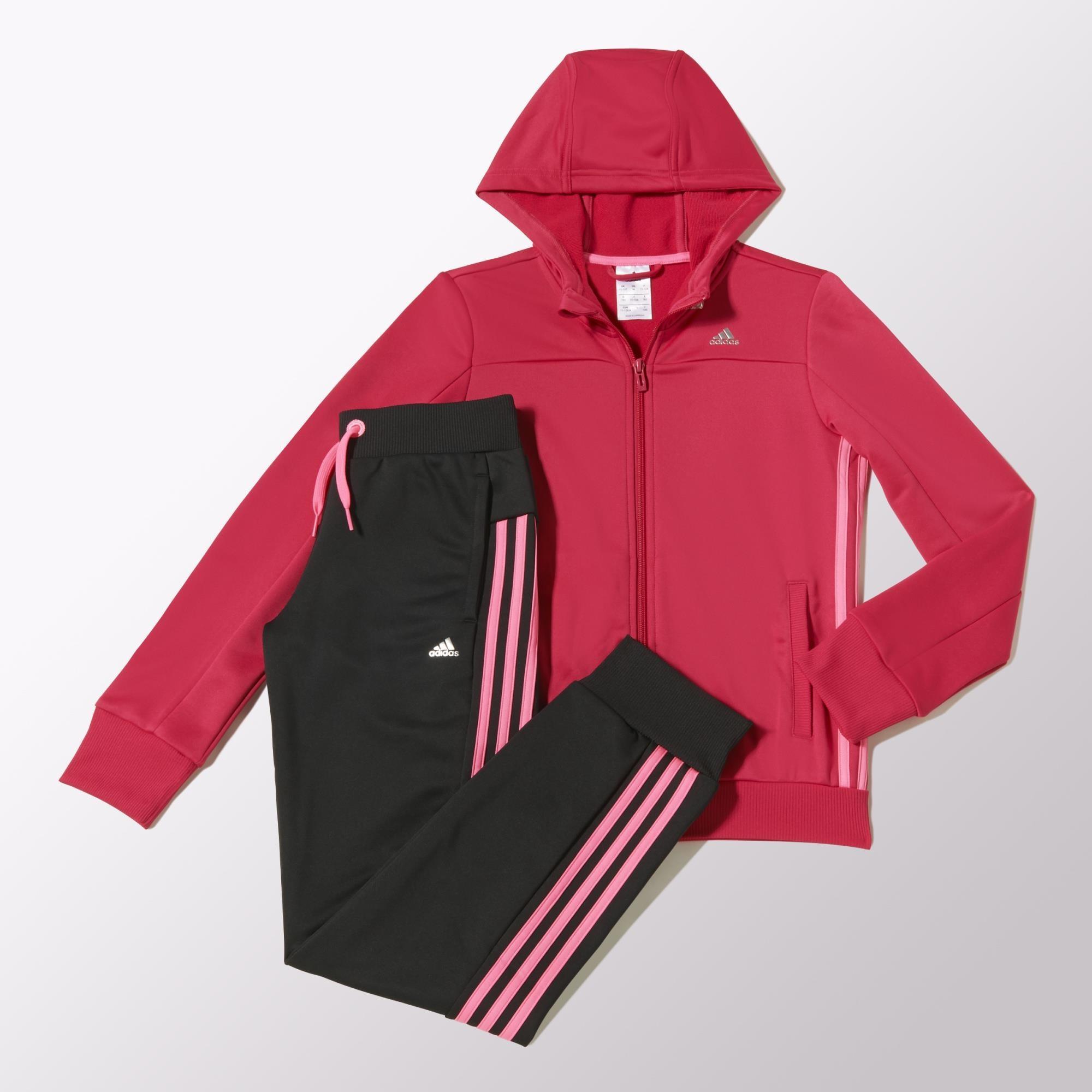 Adidas Girls Seperates Hooded Tracksuit - Bold Pink/Black - Tennisnuts.com