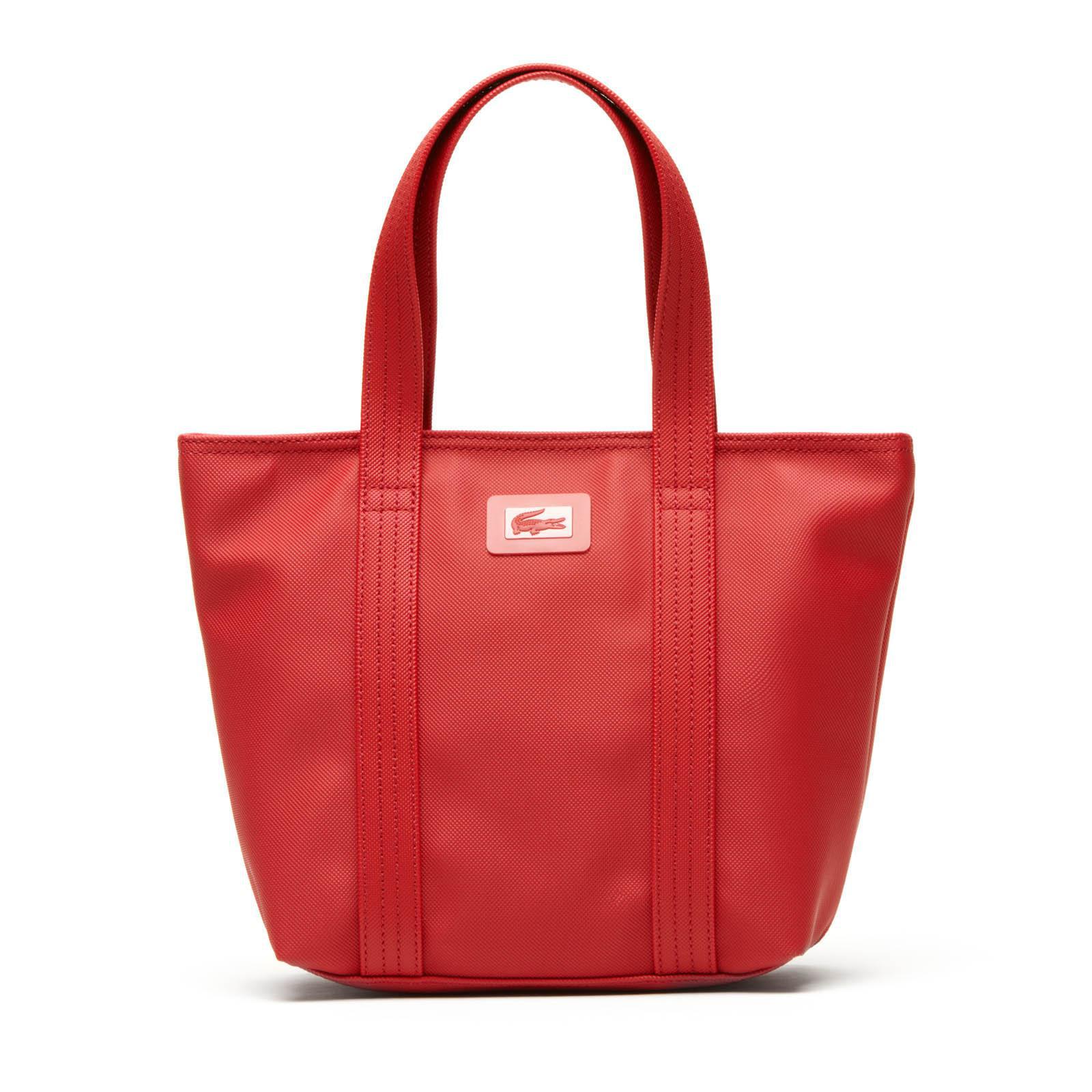 Lacoste Womens Classic Tote Bag in Coated Canvas - Flame Scarlet