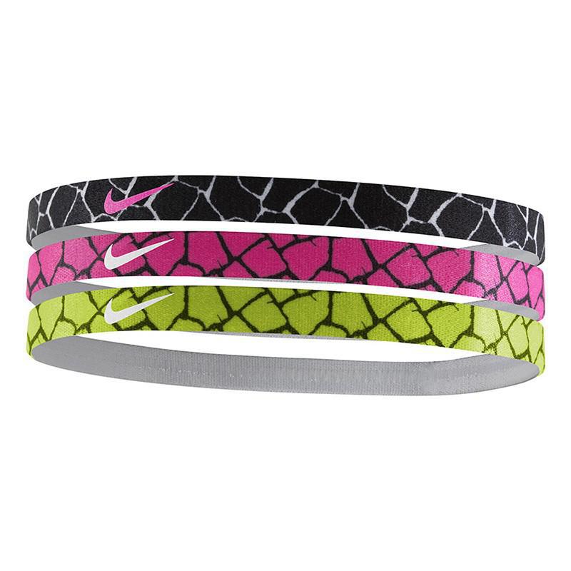 Nike Sports Printed Headbands Pack of 3 (Black/Pink/Volt)