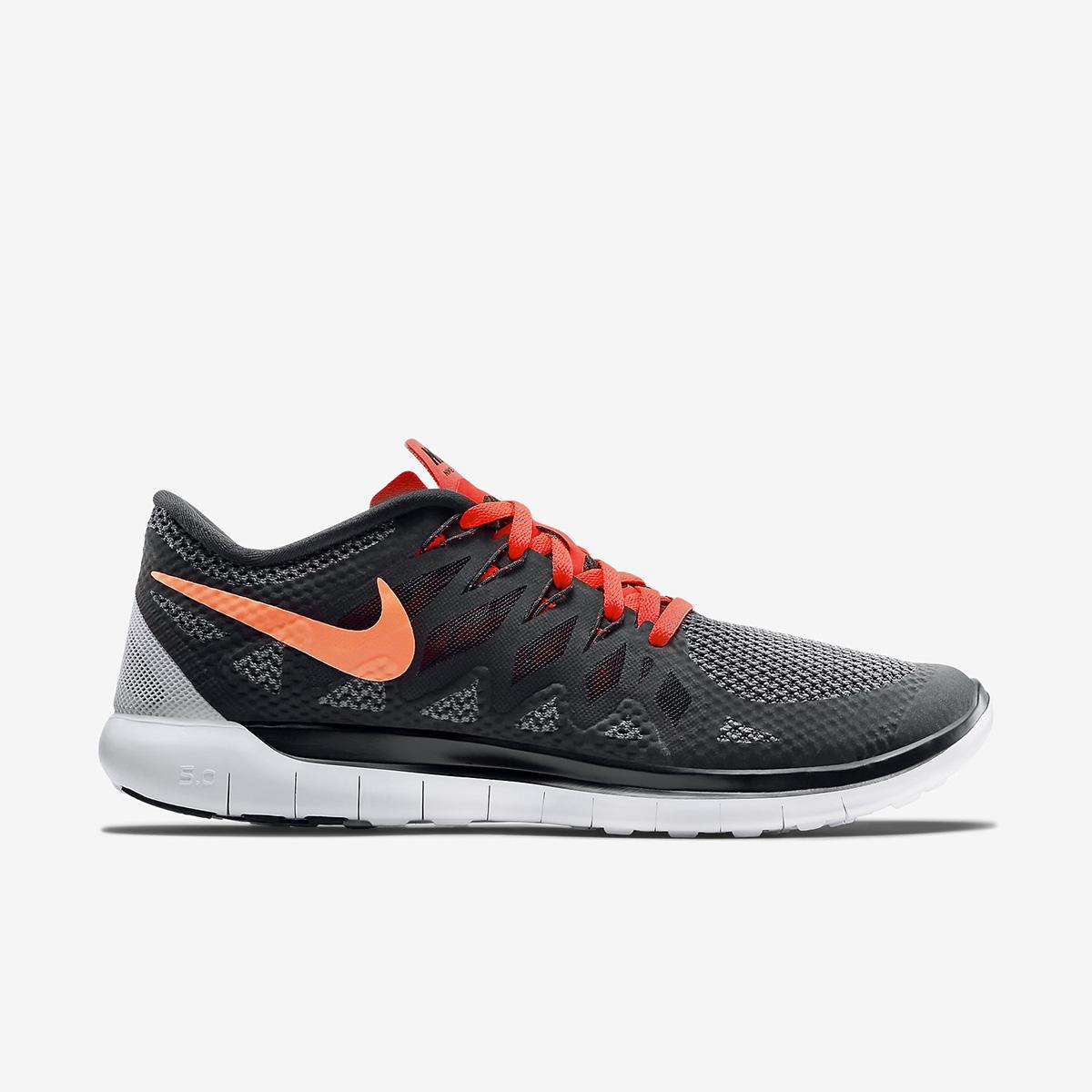Nike Mens Free 5.0+ Running Shoes - Black/Bright Crimson - Tennisnuts.com