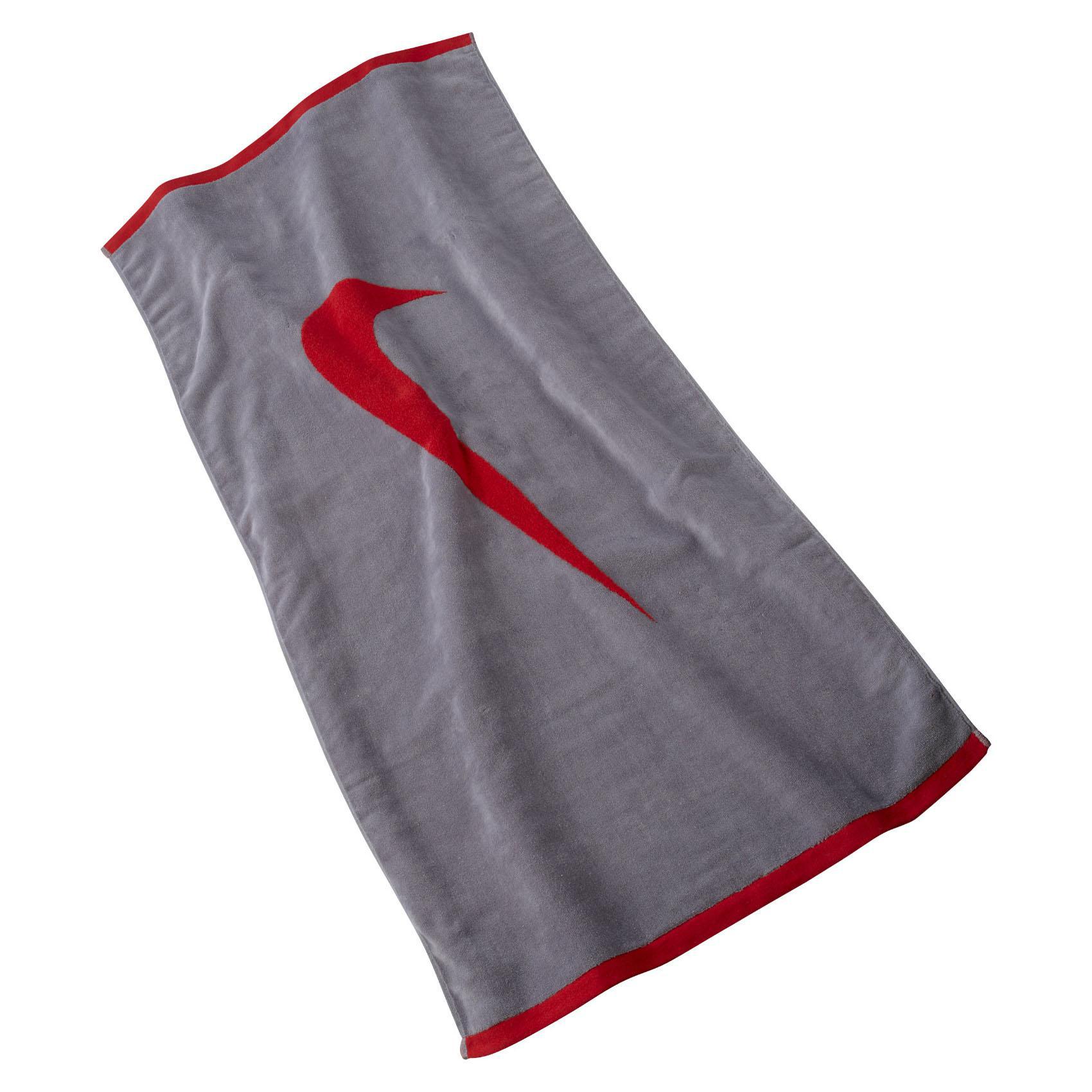 Nike Swoosh Sports Towel Large - Grey/Red (24x47in) - Tennisnuts.com