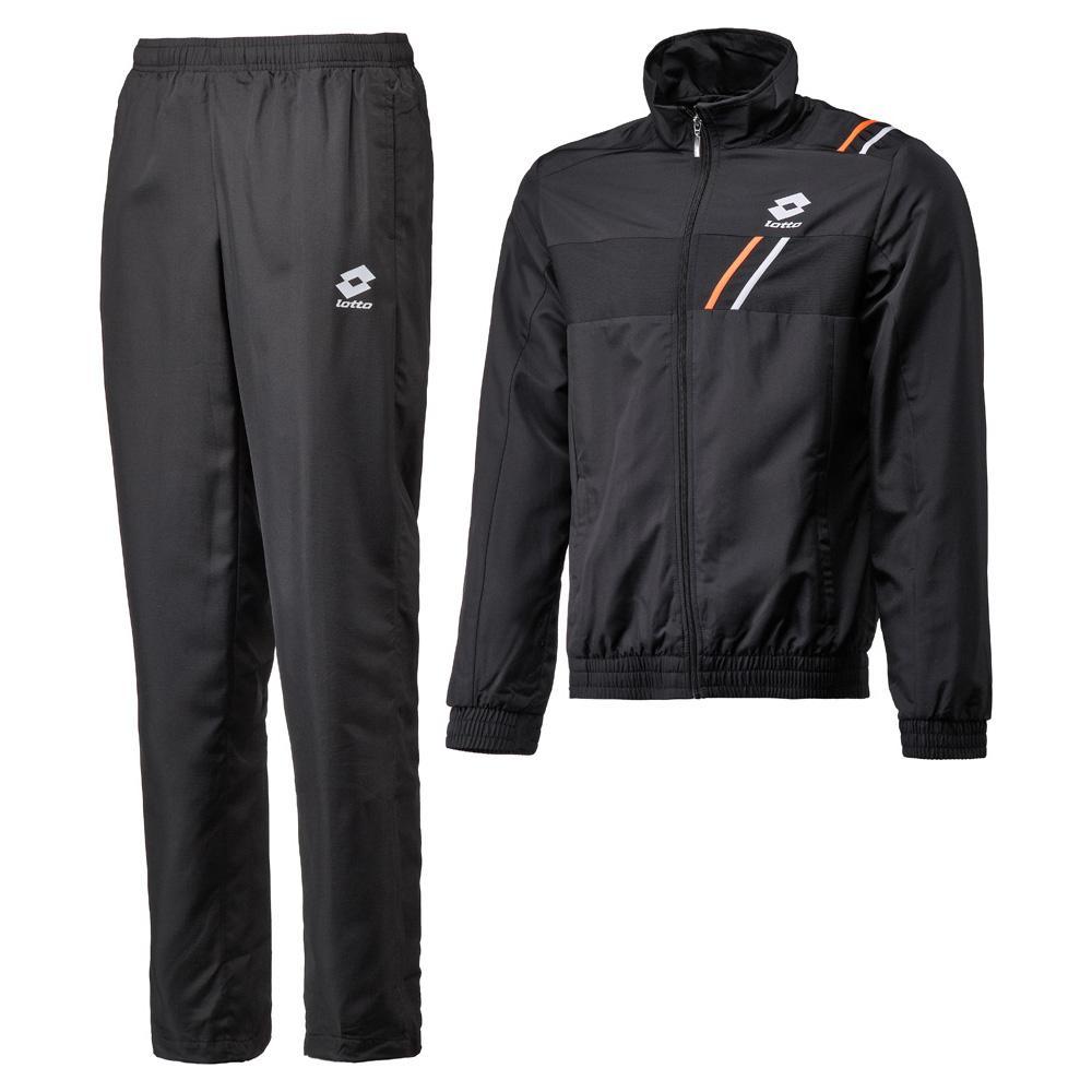 Lotto Mens Team Warmup Suit Black/White/Fluo Flame
