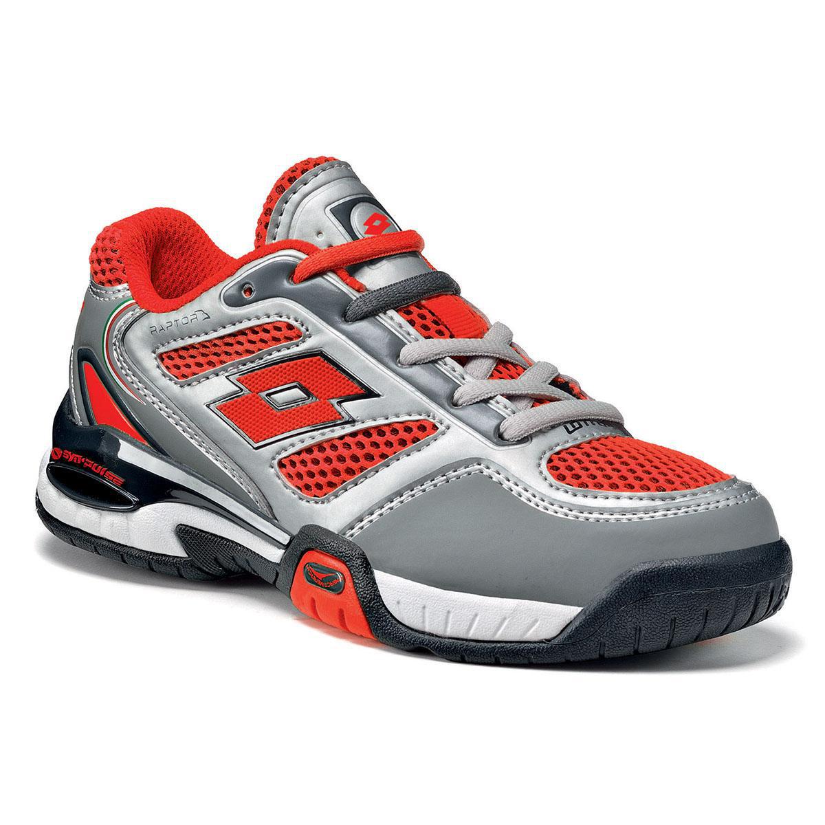 Lotto Raptor Evo Junior Tennis Shoes Silver/Red