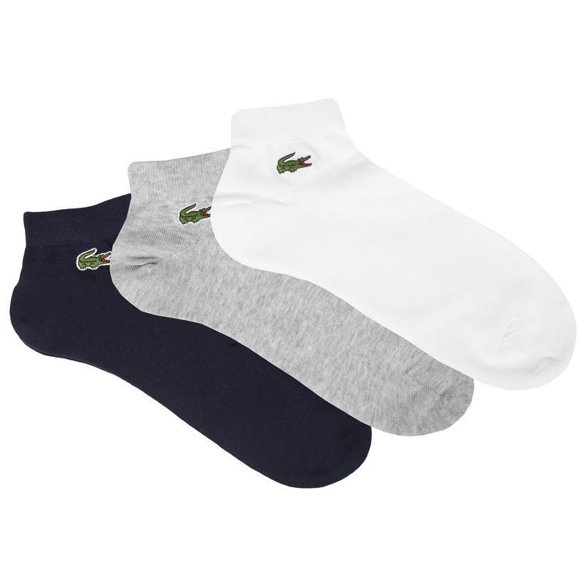 Lacoste 3PP Sport Socks - White/Navy/Grey - Tennisnuts.com