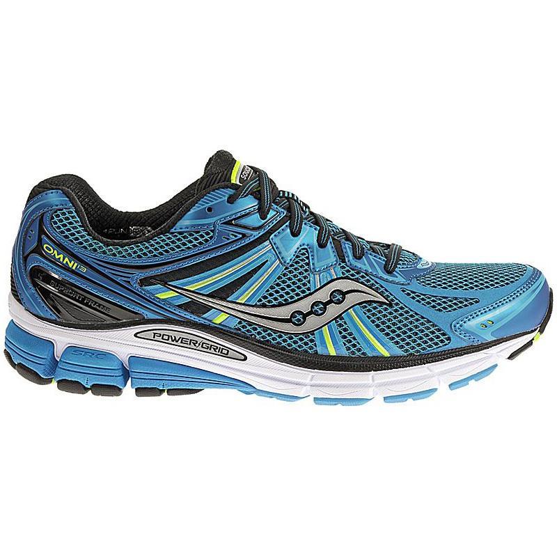 Saucony Mens Omni 13 Running Shoes - Blue/Citron - Tennisnuts.com