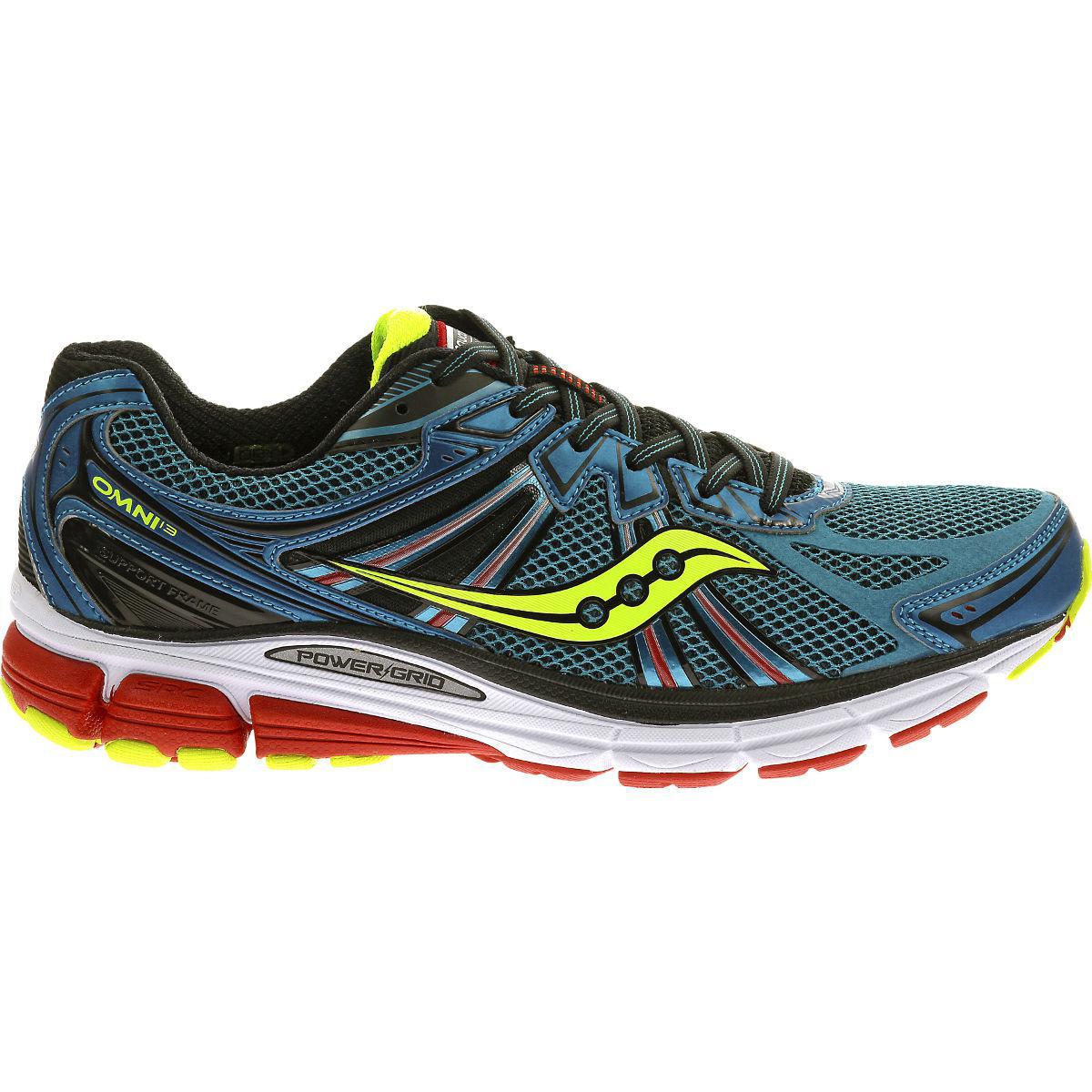 Saucony Mens Omni 13 Running Shoes - Teal/Citron/Red - Tennisnuts.com