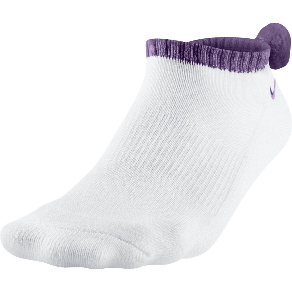Nike Womens Pom-Pom Socks (1 Pair) - White/Violet - Tennisnuts.com