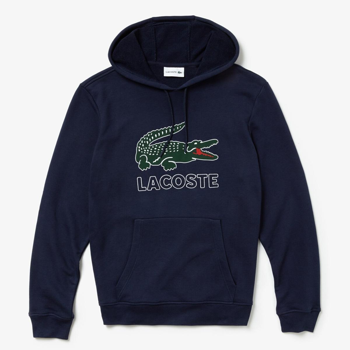 Lacoste Mens Croc Graphic Hoodie - Navy Blue - Tennisnuts.com