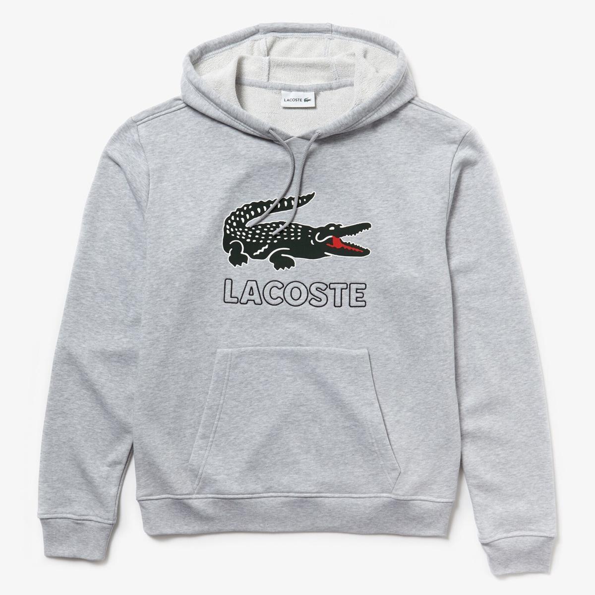 Lacoste Mens Croc Graphic Hoodie - Grey - Tennisnuts.com