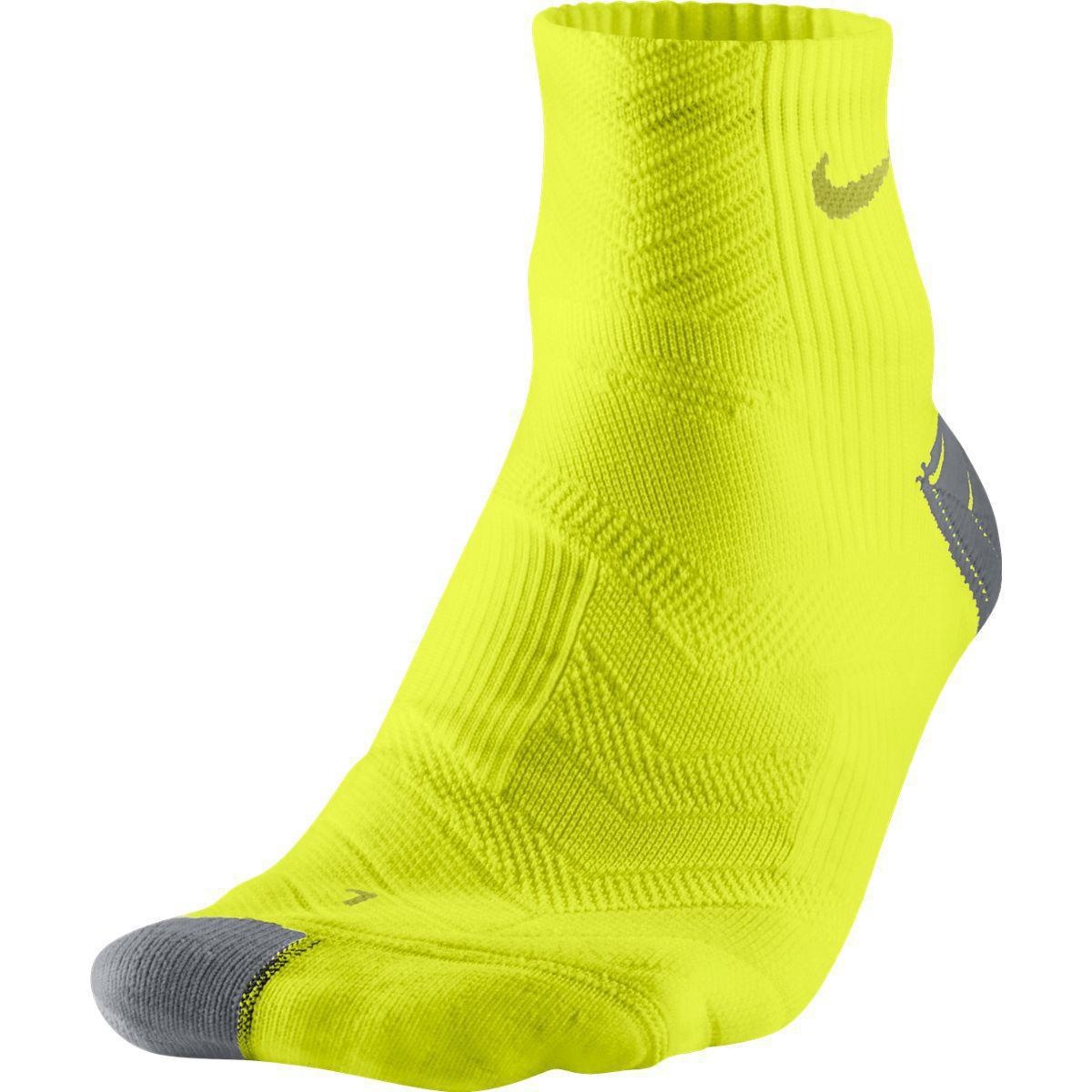Nike Elite Cushion Quarter Running Socks (1 Pair) - Cyber Green ...