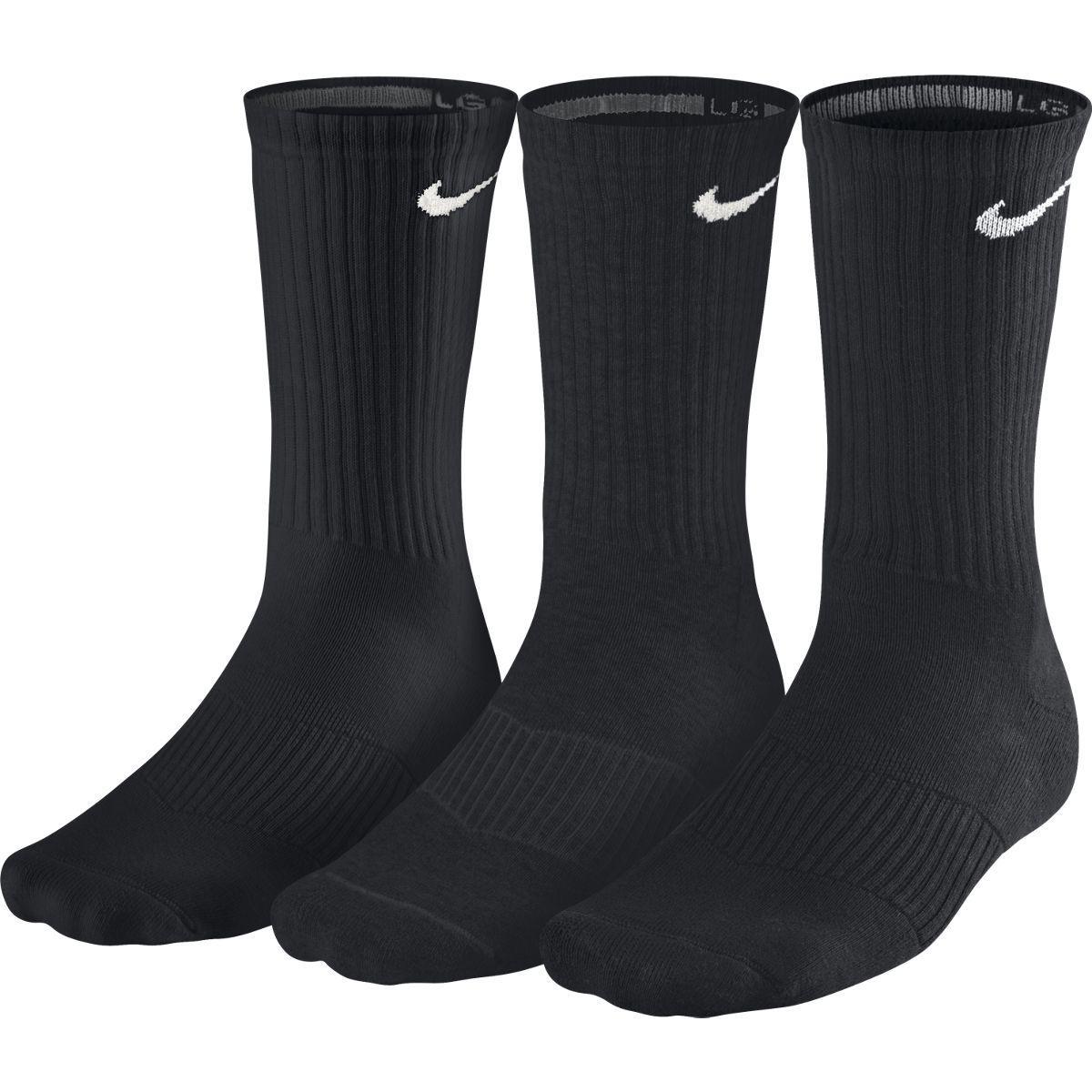 Nike Cotton Half-Cushion Crew Socks (3 Pairs) - Black - Tennisnuts.com
