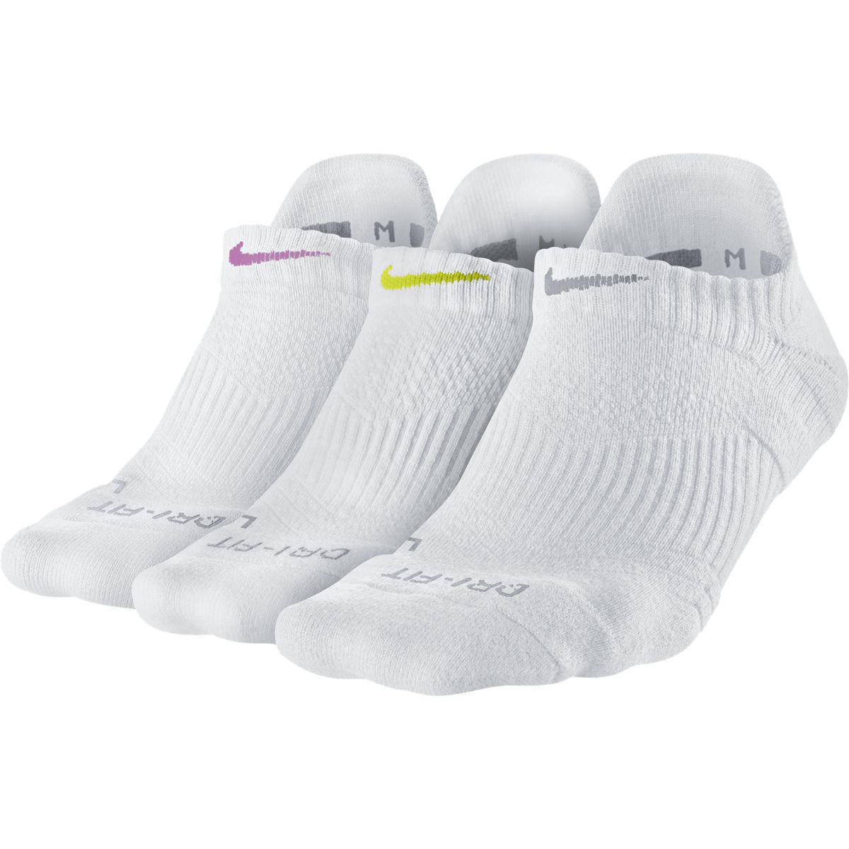 Nike Womens Dri-FIT Cushion No-Show Tab Socks (3 Pairs) - White ...