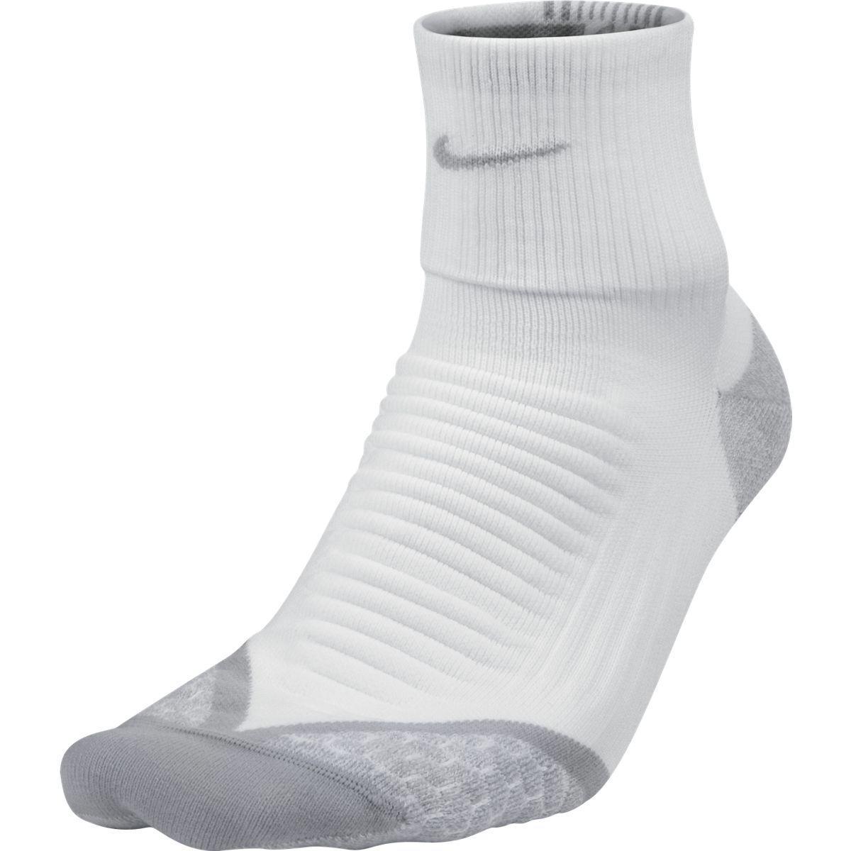 Nike Elite Cushion Quarter Running Socks (1 Pair) - White/Grey ...