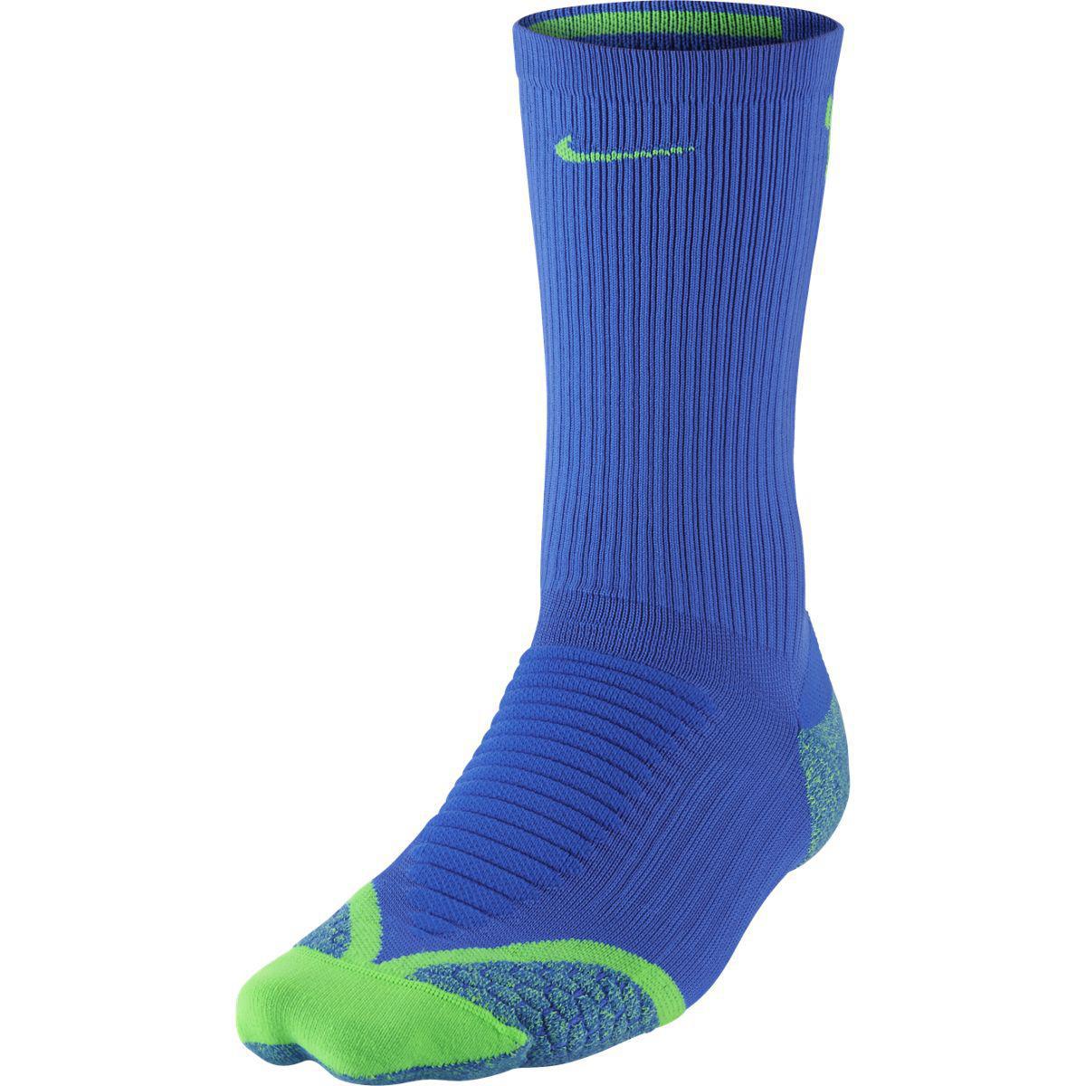 Nike Elite Cushioned Crew Running Socks (1 Pair) - Blue/Green ...