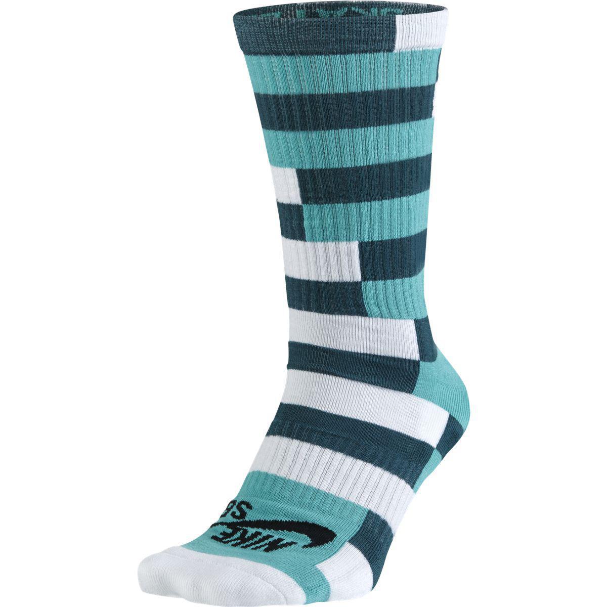 Nike SB Dri-FIT Striped Crew Socks (1 Pair) - Teal/Light Retro ...