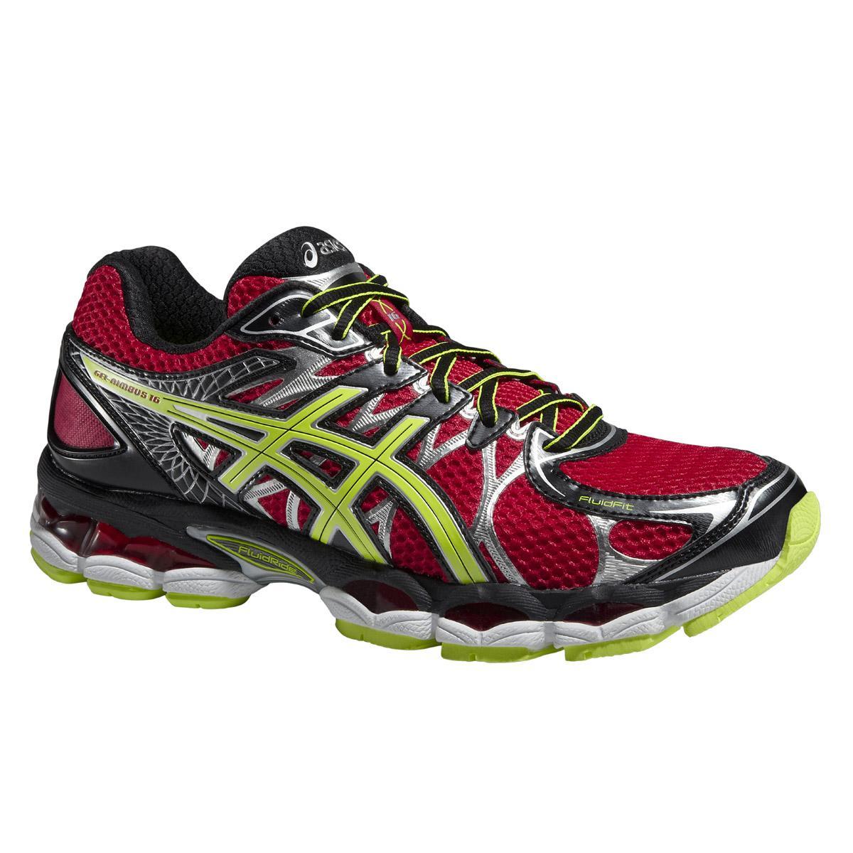 Asics Mens GEL Nimbus 16 Running Shoes - Red/Flash Yellow - Tennisnuts.com