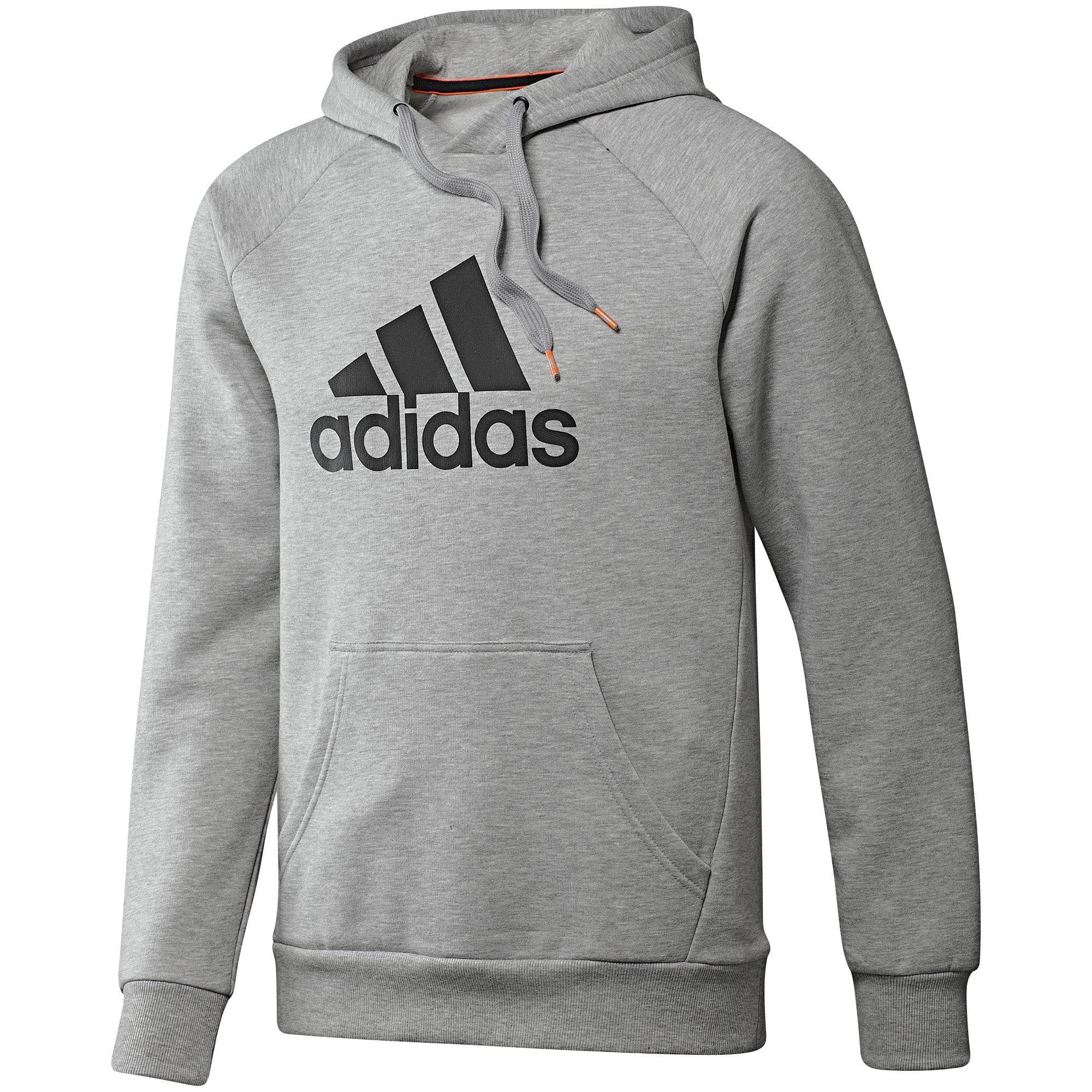 Adidas Mens Essentials Logo Hoodie - Medium Grey Heather - Tennisnuts.com