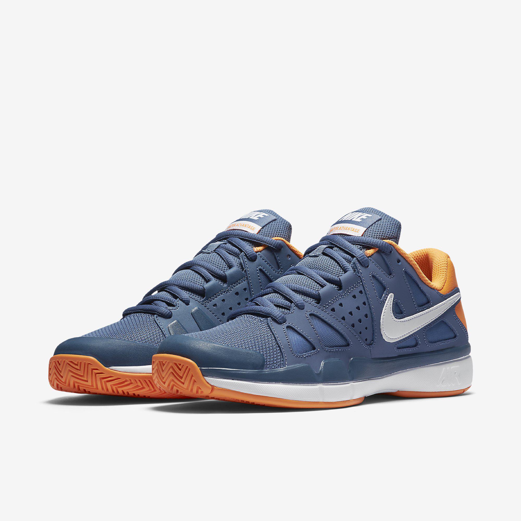 Nike Mens Air Vapor Advantage Tennis Shoes - Blue/Citrus - Tennisnuts.com