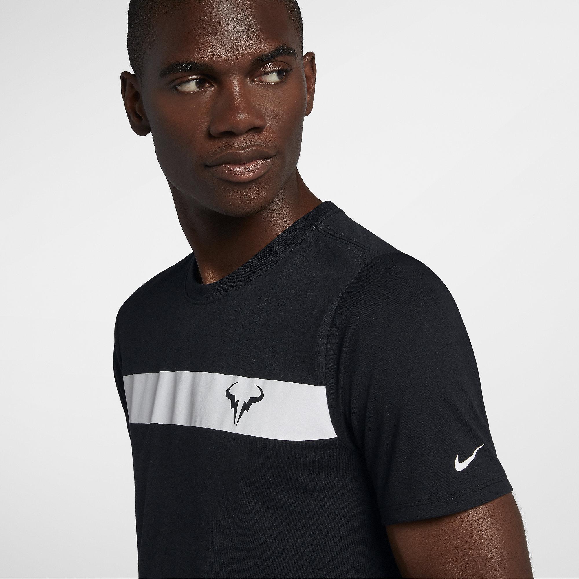 Nike Mens Rafa T-Shirt - Black/White - Tennisnuts.com