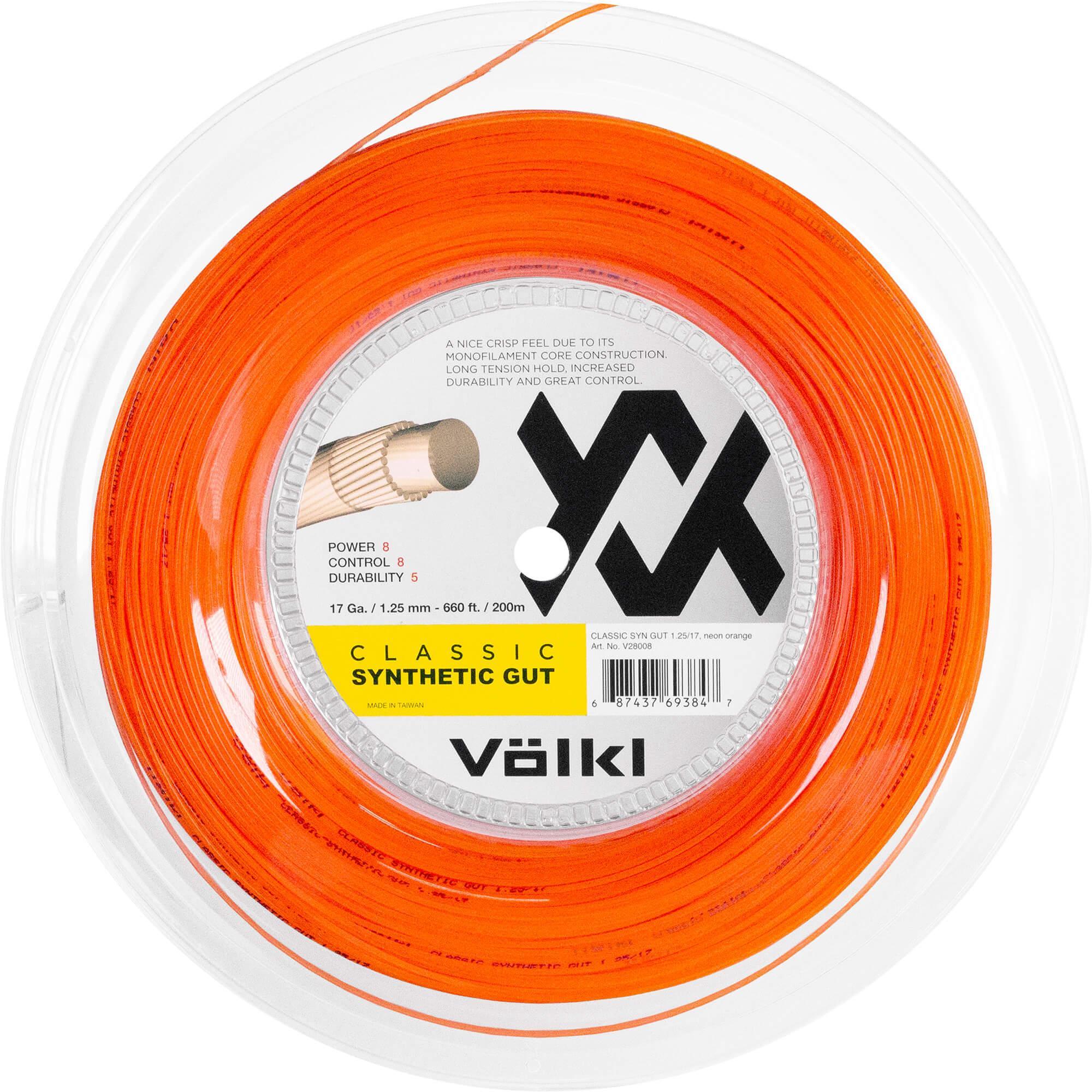 Volkl Classic Synthetic Gut 16 (1.30mm) String Reel - Neon Orange