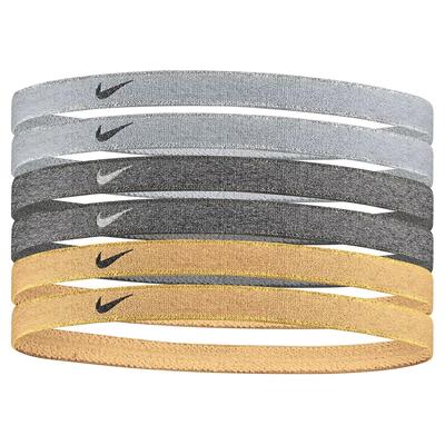 Nike Elasticated Hairbands (Pack of 6) - Silver/Gold