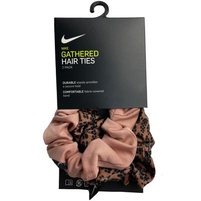 Nike Gathered Hair Ties (Pack of 2) - Pink/Brown - main image