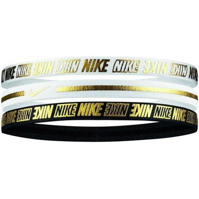 Nike Metallic Hairbands (Pack of 3) - White/Black/Gold