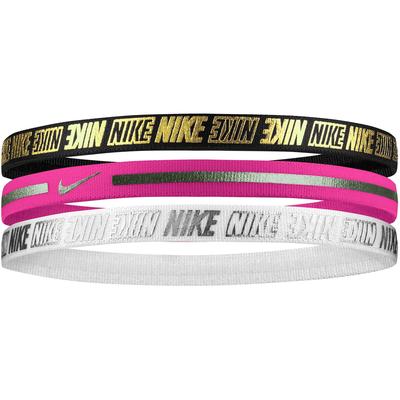 Nike Metallic Hairbands (Pack of 3) - White/Pink/Black - main image