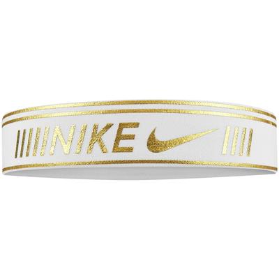 Nike Pro Metallic Headband - White/Metallic Gold