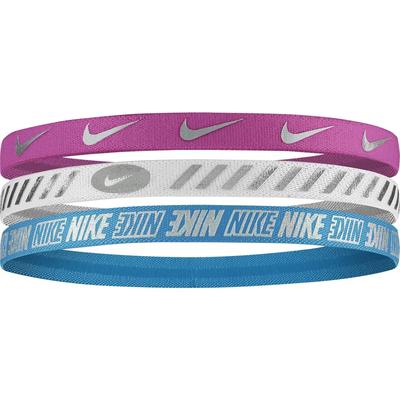 Nike Metallic Hairbands (Pack of 3) - Pink/White/Blue