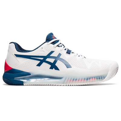 Asics Mens GEL-Resolution 8 Clay Tennis Shoes - White/Mako Blue - main image