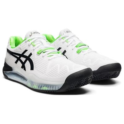 Asics Mens GEL-Resolution 8 Clay Tennis Shoes - White/Green Gecko - main image