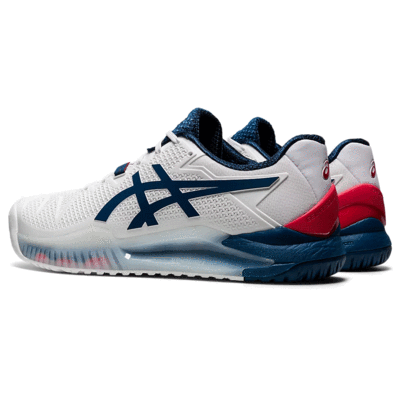Asics Mens GEL-Resolution 8 Tennis Shoes - White/Mako Blue - main image