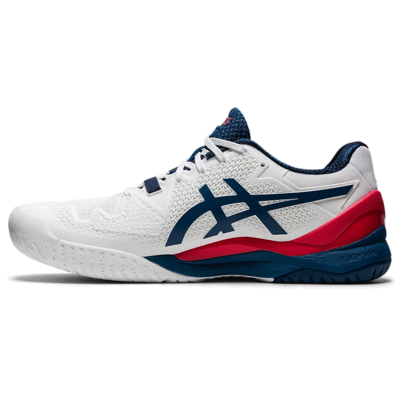 Asics Mens GEL-Resolution 8 Tennis Shoes - White/Mako Blue - main image