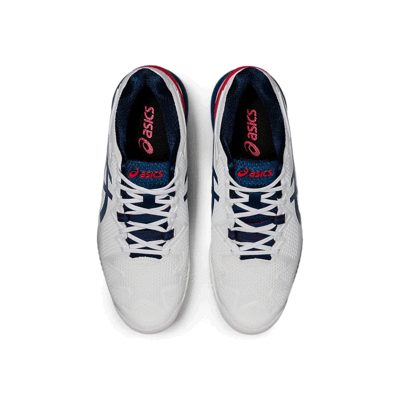 Asics Mens GEL-Resolution 8 Tennis Shoes - White/Mako Blue - main image