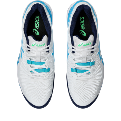 Asics Mens GEL-Resolution 9 Tennis Shoes - White/Digital Aqua - main image