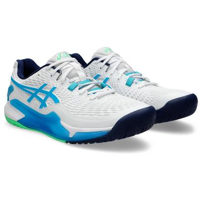 Asics Mens GEL-Resolution 9 Tennis Shoes - White/Digital Aqua - main image